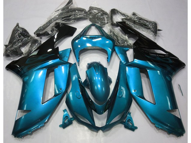 Gloss Light Blue & Black 2007-2008 ZX6R Motorcycle Fairing Gloss Light Blue & Black 2007-2008 ZX6R Motorcycle Fairing