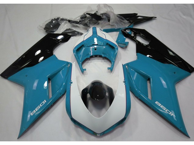 Gloss Light Blue & White 2007-2014 Ducati 848 1098 1198 Motorcycle Fairing Gloss Light Blue & White 2007-2014 Ducati 848 1098 1198 Motorcycle Fairing