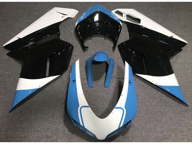 Gloss Light Blue White and Black 2007-2014 Ducati 848 1098 1198 Motorcycle Fairing Gloss Light Blue White and Black 2007-2014 Ducati 848 1098 1198 Motorcycle Fairing