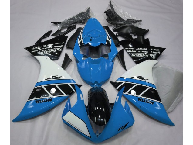 Gloss Light Blue White and Black 2012-2014 R1 Motorcycle Fairing Gloss Light Blue White and Black 2012-2014 R1 Motorcycle Fairing