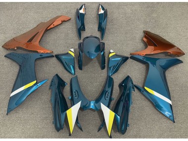 Gloss Light Blue and Orange 2011-2024 GSXR 600-750 Motorcycle Fairing