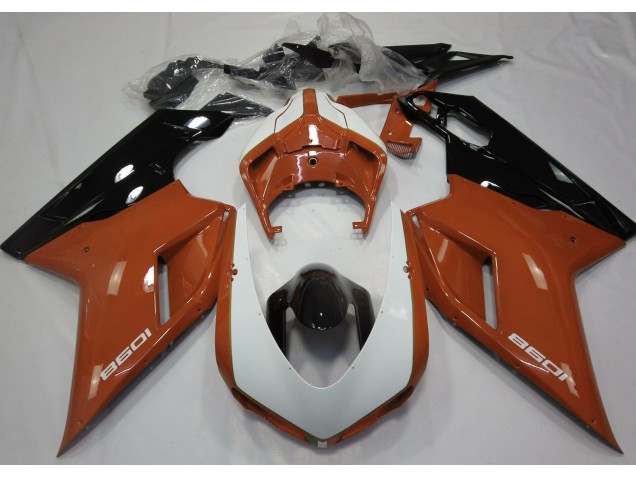 Gloss Orange & White 2007-2014 Ducati 848 1098 1198 Motorcycle Fairing Gloss Orange & White 2007-2014 Ducati 848 1098 1198 Motorcycle Fairing
