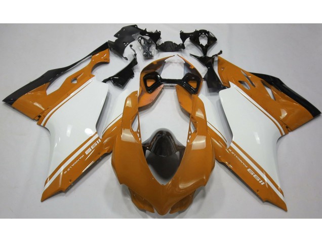 Gloss Orange White and Black 2011-2014 Ducati 1199 Motorcycle Fairing Gloss Orange White and Black 2011-2014 Ducati 1199 Motorcycle Fairing