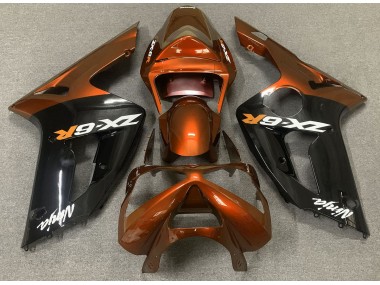 Gloss Orange and Black 2003-2004 ZX6R Motorcycle Fairing
