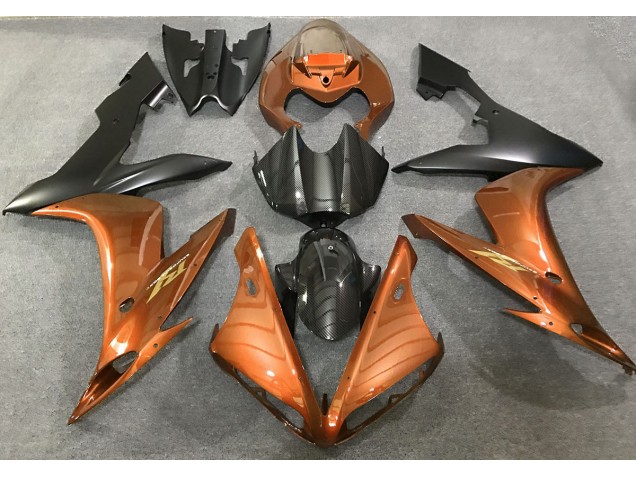 Gloss Orange and Carbon Fiber Style 2004-2006 R1 Motorcycle Fairing Gloss Orange and Carbon Fiber Style 2004-2006 R1 Motorcycle Fairing