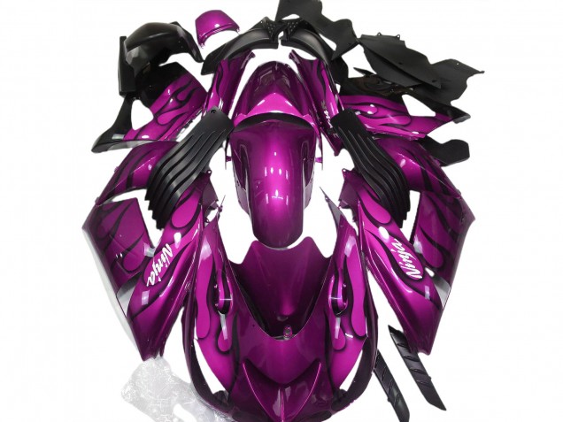 Gloss Pink & Flame 2006-2011 ZX14R Motorcycle Fairing Gloss Pink & Flame 2006-2011 ZX14R Motorcycle Fairing
