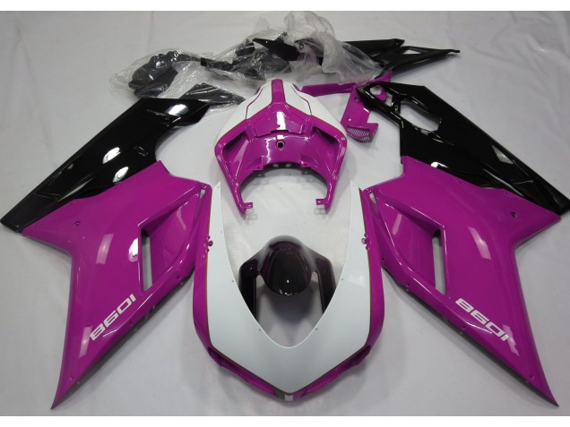 Gloss Pink & White 2007-2014 Ducati 848 1098 1198 Motorcycle Fairing Gloss Pink & White 2007-2014 Ducati 848 1098 1198 Motorcycle Fairing