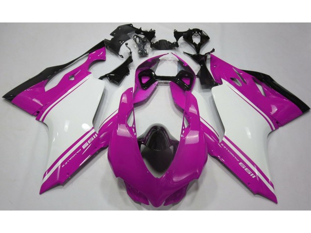 Gloss Pink White and Black 2011-2014 Ducati 1199 Motorcycle Fairing Gloss Pink White and Black 2011-2014 Ducati 1199 Motorcycle Fairing