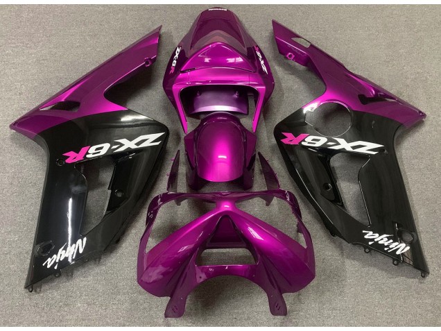 Gloss Pink and Black 2003-2004 ZX6R Motorcycle Fairing Gloss Pink and Black 2003-2004 ZX6R Motorcycle Fairing