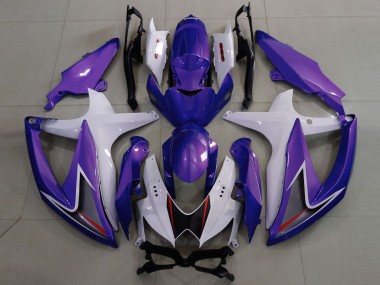 Gloss Purple & White 2008-2010 GSXR 600-750 Motorcycle Fairing