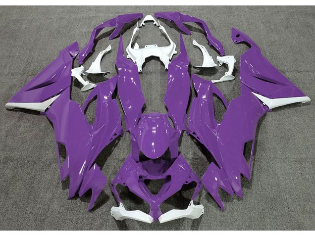 Gloss Purple & White 2019-2023 ZX6R Motorcycle Fairing Gloss Purple & White 2019-2023 ZX6R Motorcycle Fairing