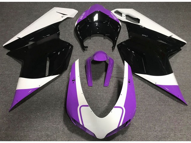 Gloss Purple White and Black 2007-2014 Ducati 848 1098 1198 Motorcycle Fairing Gloss Purple White and Black 2007-2014 Ducati 848 1098 1198 Motorcycle Fairing