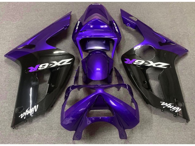 Gloss Purple and Black 2003-2004 ZX6R Motorcycle Fairing Gloss Purple and Black 2003-2004 ZX6R Motorcycle Fairing