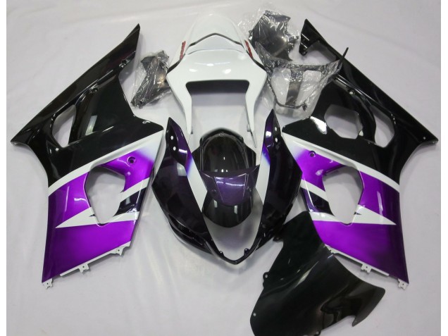 Gloss Purple and White 2003-2004 GSXR 1000 Motorcycle Fairing Gloss Purple and White 2003-2004 GSXR 1000 Motorcycle Fairing