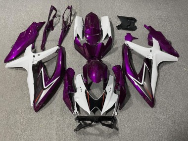 Gloss Purple and White 2008-2010 GSXR 600-750 Motorcycle Fairing