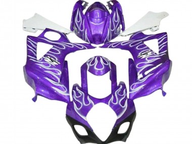Gloss Purple and White Flame 2007-2008 GSXR 1000 Motorcycle Fairing