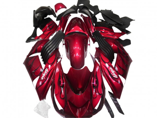 Gloss Red & Flame 2006-2011 ZX14R Motorcycle Fairing Gloss Red & Flame 2006-2011 ZX14R Motorcycle Fairing