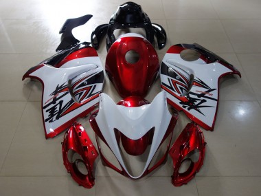 Gloss Red & White Design 2008-2020 GSXR 1300 Hayabusa Motorcycle Fairing