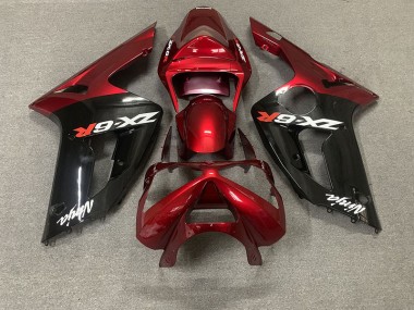 Gloss Red and Black 2003-2004 ZX6R Motorcycle Fairing