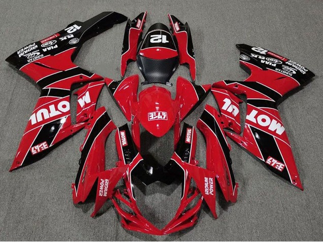 Gloss Red and Black Motul 2011-2024 GSXR 600-750 Motorcycle Fairing Gloss Red and Black Motul 2011-2024 GSXR 600-750 Motorcycle Fairing