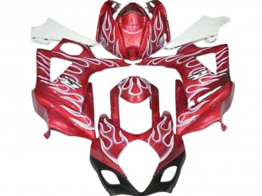 Gloss Red and White Flame 2007-2008 GSXR 1000 Motorcycle Fairing