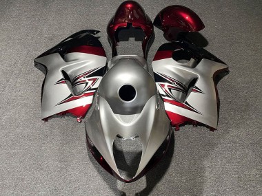 Gloss Silver and Candy Red 1997-2007 GSXR 1300 Hayabusa Motorcycle Fairing