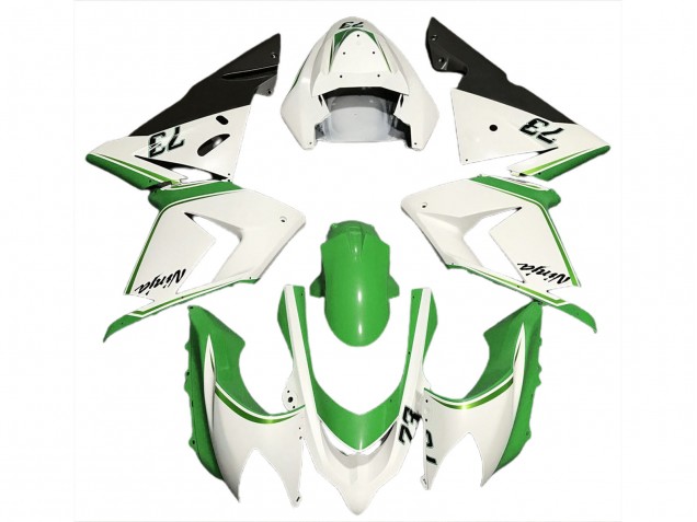 Gloss White & Green 2004-2005 ZX10R Motorcycle Fairing Gloss White & Green 2004-2005 ZX10R Motorcycle Fairing