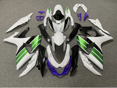 Gloss White Green Black and Purple 2009-2016 GSXR 1000 Motorcycle Fairing
