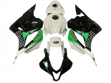 Gloss White & Green Splatter 2009-2012 CBR600RR Motorcycle Fairing