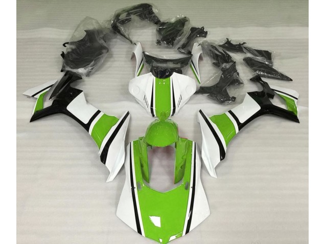 Gloss White Green and Black 2015-2019 R1 Motorcycle Fairing Gloss White Green and Black 2015-2019 R1 Motorcycle Fairing