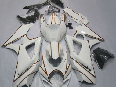 Gloss White Orange Pin Stripe 2007-2008 GSXR 1000 Motorcycle Fairing
