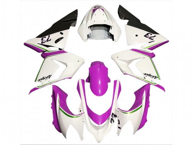 Gloss White & Pink 2004-2005 ZX10R Motorcycle Fairing Gloss White & Pink 2004-2005 ZX10R Motorcycle Fairing