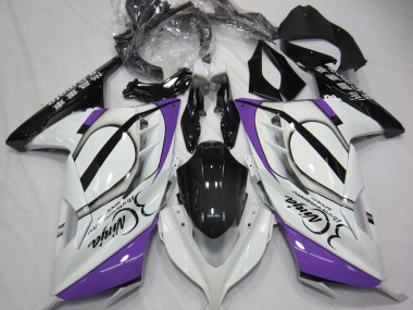 Gloss White & Purple 2013-2018 Ninja 300 Motorcycle Fairing