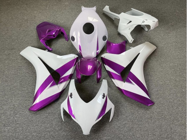 Gloss White & Purple Trim 2008-2011 CBR1000RR Motorcycle Fairing Gloss White & Purple Trim 2008-2011 CBR1000RR Motorcycle Fairing