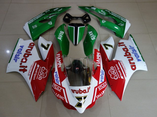 Gloss White / Red / Green 2011-2014 Ducati 1199 Motorcycle Fairing
