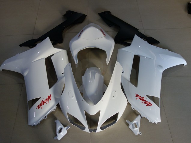 Gloss White & Red Logos 2007-2008 ZX6R Motorcycle Fairing Gloss White & Red Logos 2007-2008 ZX6R Motorcycle Fairing