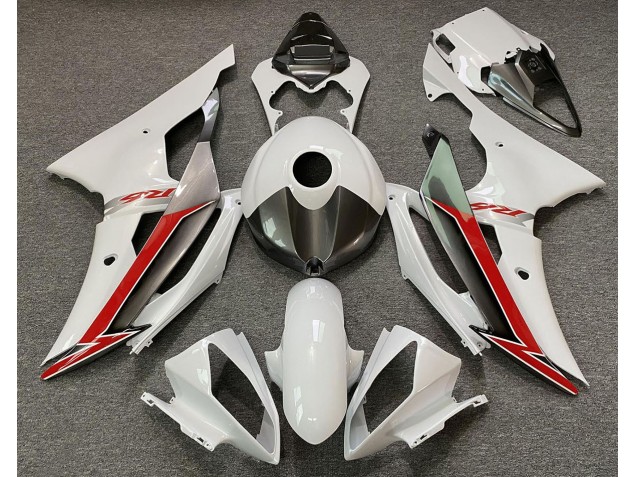 Gloss White Silver and Red 2008-2016 R6 Motorcycle Fairing Gloss White Silver and Red 2008-2016 R6 Motorcycle Fairing