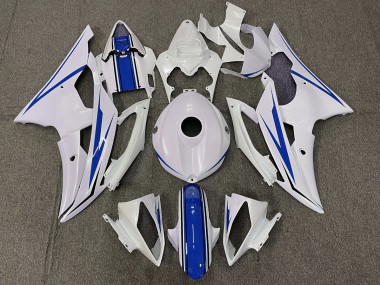 Gloss White and Blue 2008-2016 R6 Motorcycle Fairing