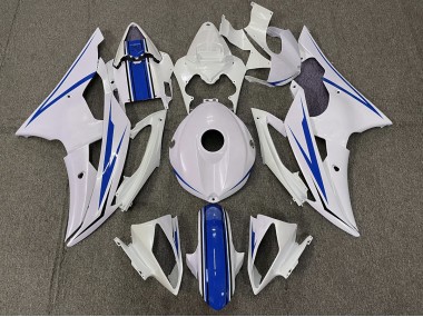 Gloss White and Blue 2008-2016 R6 Motorcycle Fairing
