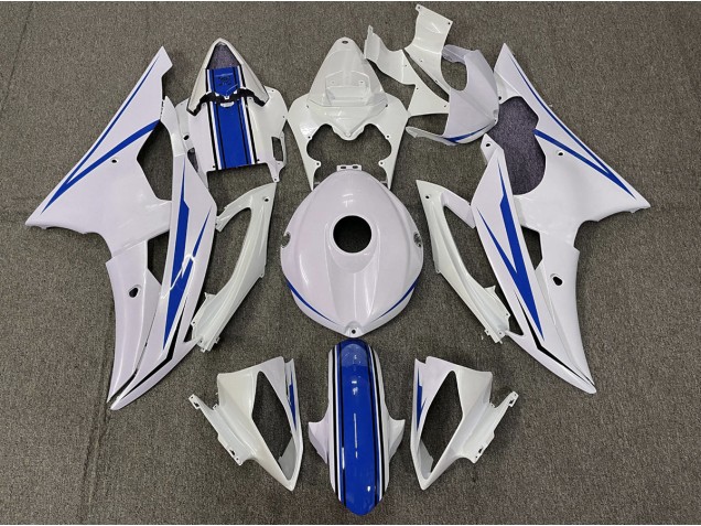 Gloss White and Blue 2008-2016 R6 Motorcycle Fairing Gloss White and Blue 2008-2016 R6 Motorcycle Fairing