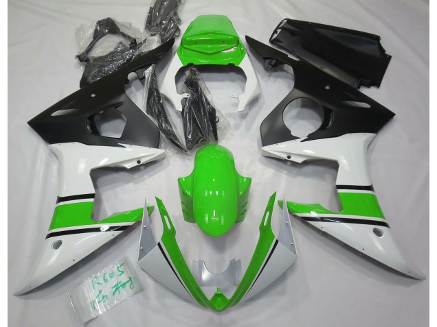 Gloss White and Green 2003-2004 R6 Motorcycle Fairing Gloss White and Green 2003-2004 R6 Motorcycle Fairing
