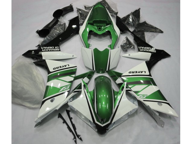 Gloss White and Green 2007-2008 R1 Motorcycle Fairing