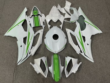 Gloss White and Green 2008-2016 R6 Motorcycle Fairing