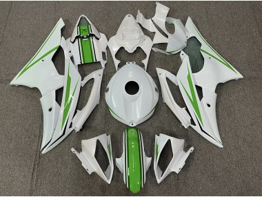 Gloss White and Green 2008-2016 R6 Motorcycle Fairing