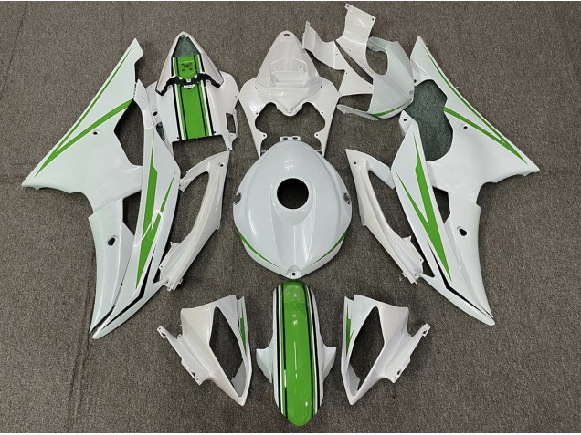 Gloss White and Green 2008-2016 R6 Motorcycle Fairing Gloss White and Green 2008-2016 R6 Motorcycle Fairing