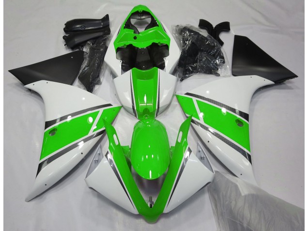 Gloss White and Green 2009-2011 R1 Motorcycle Fairing Gloss White and Green 2009-2011 R1 Motorcycle Fairing