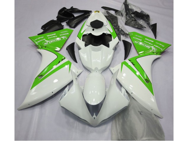 Gloss White and Green 2012-2014 R1 Motorcycle Fairing Gloss White and Green 2012-2014 R1 Motorcycle Fairing