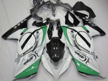 Gloss White and Green 2013-2018 Ninja 300 Motorcycle Fairing