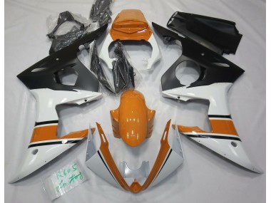 Gloss White and Orange 2003-2004 R6 Motorcycle Fairing