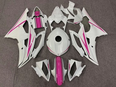 Gloss White and Pink 2008-2016 R6 Motorcycle Fairing